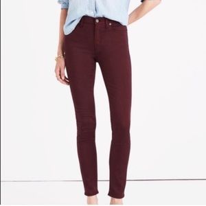Madewell High Riser Skinny Burgundy Jeans 29 Women Fall Winter Dark Academia